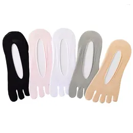 Frauen Socken fünf Finger unsichtbarer flacher Mout Nicht schlupfhafte, atmungsaktive elastische, bequeme Antiskid-Einsgröße für den Frühlingssommer