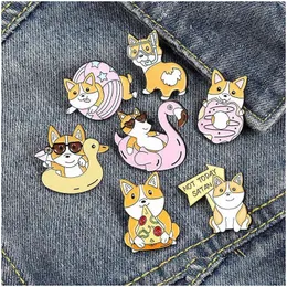 Pins Spettoni Corgis Happy Life smalto cartone animato Diattina Distinture divertenti Fashi