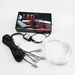 6 In1 Light de atmosfera 8m RGB Lâmpadas de fibra óptica de carro controle remoto carro Interior Light Light Ambient Light 6M Fiberptic tiras de fibra óptica Lâmpada decorativa flexível