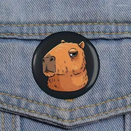 Brooches Cute Animal Capybara Round Pins Alloy Brooch Badge Clothes Accessories Jewelry Gift