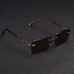 Partihandel-waterosun glas solglasögon manliga kantfria solglasögon för män brun lins anti skrap varumärke designer vintage glasögon 2908