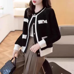 Magliette da donna s-xxl da donna cardigan spessa maglione aperta a maglia a maglia lunga manica lunga allentata primavera autunno inverno moda casual nero elegante