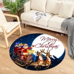 카펫 산타 클로스 엘크 눈사람 크리스마스 트리 서클 카펫 베디움 거실 욕실 식당 장식 쿠션