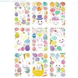 Party Decoration Easter Window Stickers Set Of 9 PVC Egg Decal Static Electricity Sticker For Home Spring Festival