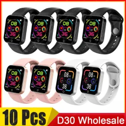 الساعات 10 قطع D30 Smart Watch Wholesale Sport Litness Tracker Pedister Digital Watch Y78 Smartwatch للنساء Men PK D20 Y68
