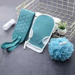 Bath Tools Accessories 3-piece body scrubber set shower gloves brush exfoliate scrub sponge exfoliator back massage dead skin removal tools Q240430