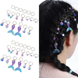 Klipy do włosów 22PCS Śliczne gwiazdy syreny klips wisiorek dla kobiet braid charms perel dreadlock koraliki biżuterii