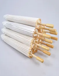 Ślub Parasols White Paper Parrelas Chińskie mini rzemieślnicze parasol bambusowa rama drewniana średnica rączki 20304060CM Kids DIY UMBR6078792