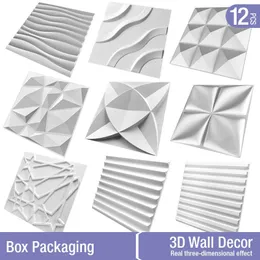 12PCS 30cm装飾3D壁パネル波ダイヤモンドデザイン自己粘着性プラスチックタイル3D壁ステッカールームバスルームウォールペーパー240420