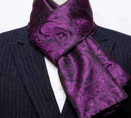 겨울 디자이너 160cm Long Men Purple Paisley Silk Scarf 남성 브랜드 숄 랩 랩 얼굴 Scarf a 성인 Barrywang8165771