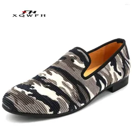 Casual Shoes Style Camouflage Men Velvet Dress Smoking Slipper Party And Wedding Loafers Flat Size 13