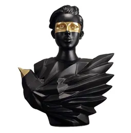 European Schwarz Gold Luftvogel -Vogel -Figur Statue Harz Crafts abstrakte Kunstcharakter Skulptur Home Dekoration Zubehör Geschenk T20061926613