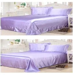 7 pezzi Blue Purple Lilac Set di biancheria da letto in raso Fogli di letti in raso Super King Queen Full Size Dwins Duvet Copertina Foglio letto a letto in una borsa 1917364