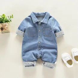 Ienens geborene Kleidung Overalls Baby-Baumwoll-Rolgen Kurzärmeles Einszene 0-18 Monate Weichanzüge Kleinkindkleidung Sets 240423