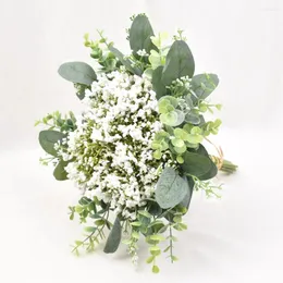 Decorative Flowers 28pcs Artificial Eucalyptus Baby's Breath Bridal Bouquet Fake Plant For Wedding Garland Home Garden Party Table Decor