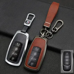 Alloy Leather Car Key Fob Cover Case Shell Chain For Chery Omoda C5 5 fx 7 8 pro plus Remote Protection Holder 240425