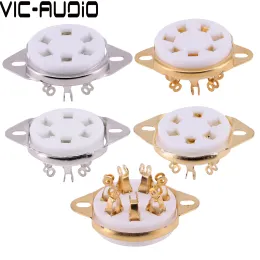 Amplifier 6Pin Tube Socket GZC62 Ceramic Gold Plated For VT57 VT58 6D6 RK49 6C6 WE310 310A Vacuum Tube Socket Amplifier HIFI DIY