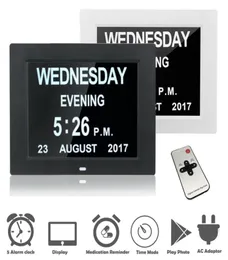 7 QUT 8 Språk Digital Day Clock LED Kalender DayWeekmonthyear Electronic Alarm Clock för nedsatt vision People Home Dec1426107