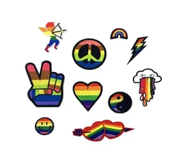Gökkuşağı bayrağı LGBT Eşcinsel Gurur Yamaları Setlesbian Patch İşlemeli Moral Amblem Demirinde veya Yama Aplikler Üzerine Dikiş Elbise Bitki HA2866356