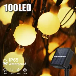 زخارف LED Solar String Lights Outdoor 200 Ball Globe Camping Lamp Fairy Garden Garden Garden Decord Decor