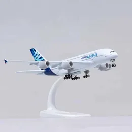 Obiekty dekoracyjne figurki 18 cm Diecast Metal Alloy Airloy Model Toy do Prototypu A380 Prototypowe samolot samolotów z przekładnią do lądowania do kolekcji T240505