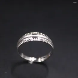 Cluster Rings 1pcs Solid Real Platinum 950 Ring For Women 6mm Width Carved Line Star Surface US Size 5.5-10Adjustable