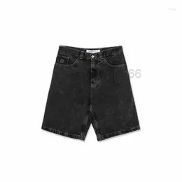 Mäns shorts herrar shorts hip hop streetwear polar big boy skateboard y2k byxor grafisk broderi retro blå denim män basketballu984