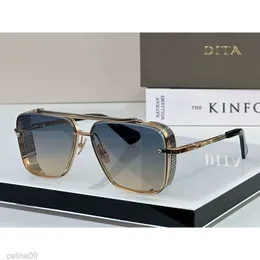 Dita Mach Six Limited Edition Luxury Oval Hollowed-Out Sunglasses for Men Designer Summer Color Thanging Polarized Glayes Water Silver retroized