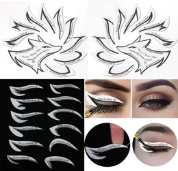 24 PCS Göz Makyaj Şablonu Çıkartmalar Kart 12 Dokunmasız Eyeliner Göz Farı 3 Dakikalık şekillendirme Araçları 6634523