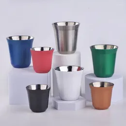 Coffee Pots 80ml/2.7oz Espresso Cup Durable 304 Stainless Steel Double Wall Insulated Demitasse Milk Tea Drinks Mugs