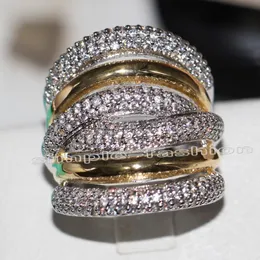 Fashion Jewel Classic 236 st Gem 5A Zircon Stone 14kt White Yellow Gold Filled Engagement Wedding Band Ring Set SZ 5-11 216K