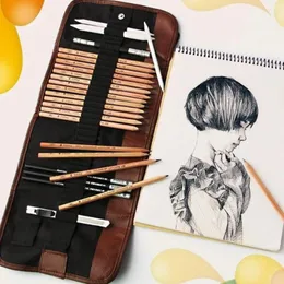 Storage Bags FangNymph 24 Slots Pencil Bag Wrap Roll Up Students Canvas Sketching Pen Case Brushes Fashion Stationery Pouch