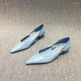 Scarpe casual puntate blu di punta per donne mocassini ufficio bassa tacco calzature da donna eleganti eleganti consegna rapida di alta qualità chic