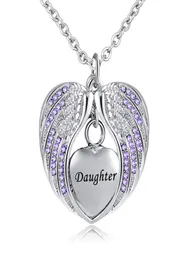 Birthstone Charm Pendant Memorial Dur Necklace Stainless Steel Coundproof Wing Wing Jewelry for Distant7563385