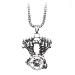 Chains Retro Motorcycle Engine Pendant Necklace Men Hiphop Street Culture Fashion Trendy Man Jewelry