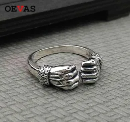 OEVAS 100 925 Sterling Silver Creative Hand of Power Open Ring Generation Generation Gift for Firend Punk Style Party Jewelry 2105256523828