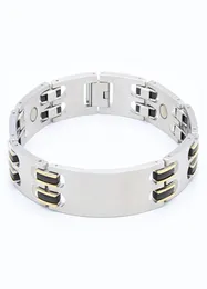 Aço inoxidável Men039s Jóias de joalheria Bracelete de saúde Ecofriendly Ion Batlelet de cor de ouro IP de ouro preto Bangle2802284