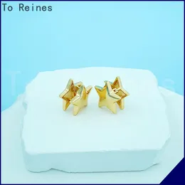 Studörhängen till Reines Europe America Fashion Designer Golden Glossiness Star Earring Women Högkvalitativa smycken Pendientes Mujer