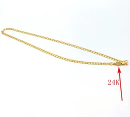 Women039s Halskette Bordsteinkette Solid 24 K Briefmarkenverbindung feines Gold Authentische Endgeburtstag Valentine Geschenk wertvoll 20 Zoll 4 M7669895