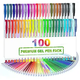 100pcs ألوان أقلام هلام مجموعة 0.5 1.0 ملم ترسم الكتابة لكتاب التلوين البالغين لمعان الباستيل النيون المعدني