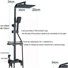 Badkar kranar svart display termostatisk dusch kran set regn kran med badrumshylla vattenflöde producerar elektriska homefavor dhmmy