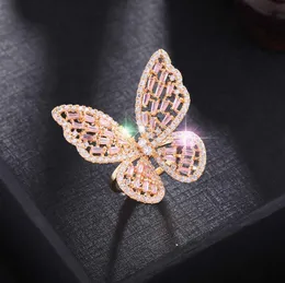 Anelli di farfalla regolabile di lusso Huami Light per donne caviglie su dita aperta anello aperto color zircone zircone zircone1678848