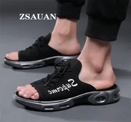 Zsauan New Tide Platform Men Casual Slippers Mesh Black Leisure Men039s Coscada Sandals Altura Aumentar 4 cm elevador Sho9139291