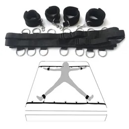 Bed restrictive restraint bdsm kit suitable for couple bracelets ankle cuffs adjustable shoulder strap restraint SM suitable for adult sex toys 240425