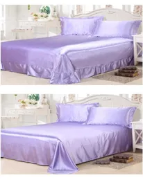 7 pezzi Blue Purple Lilac Set di biancheria da letto in raso Foche letti in raso Super King Queen Full Size Dwin Size Dogheet Foglio da letto a letto in una borsa 6665455