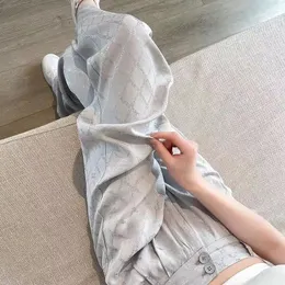 Pantaloni da donna grigio grigio estate sottile sottile in vita alta che abbassa stretta dritta slittata casual seta a prova di seta ghiacciata