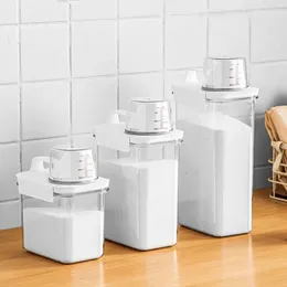 Storage Bottles 1100/1800/2300Ml Refillable Laundry Detergent Dispenser Powder Box Empty Tank For Softener Bleach Container With