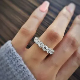 Vecalon Eternity Promise Finger Ring 925 Sterling Silber Diamond CZ Verlobungs Ehering Ringe für Frauen Abendparty Schmuck 287V