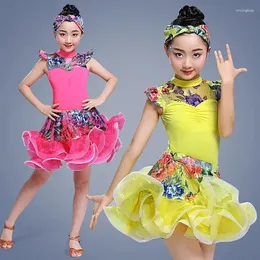 Stage Wear Children Latin Dance Dress Performance Clothing Children's Competition Printing Practice Servi