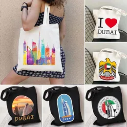 BASSE DAVERE BURJ KHALIFA ERAME CITTÀ DUBAI EMIRATI ARAI UNITE UN MONDO MONDIALE UOMINO DONNE DONNA CANVAS SHOPPER SHOPPE COTON SHOPPINA